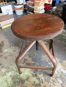 Rustic wood and metal adjustable stool