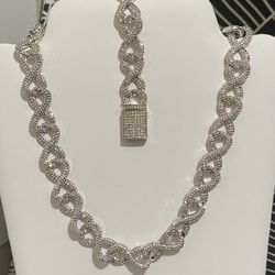 Fully Icy Out Infinity Set Necklace And Bracelet