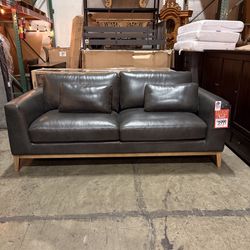 70% OFF! Grey Top Grain Leather Sofa - Raleigh 