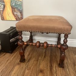 Leather & Wood Seat / Ottoman Bench 