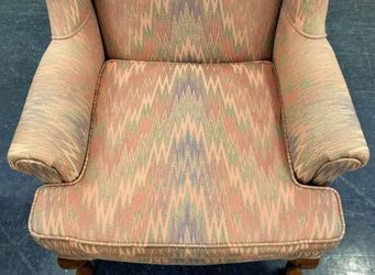 Beautiful Sam Moore Furniture Wingback Queen Anne Chair with Firestitch Southwestern Fabric