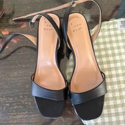 A New Day Black Slingback Block Heel Sandals Size 7.5