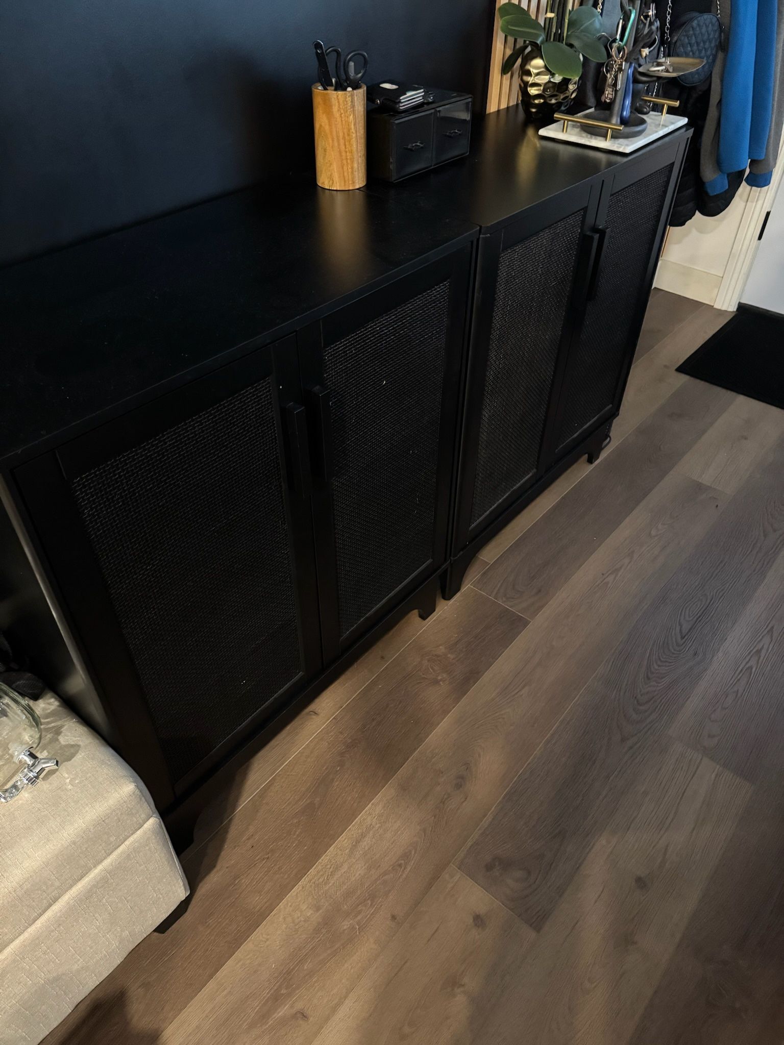 Black Cabinet Rattan Style