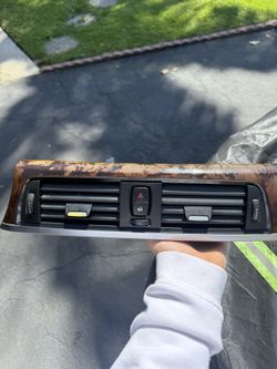 BMW F30 Center Dash Air Vent Trim w/ Hazard Button OEM (Wood Grain)