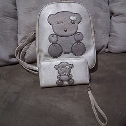 Cute Bear Backpack W Crossbody And Wallet Set