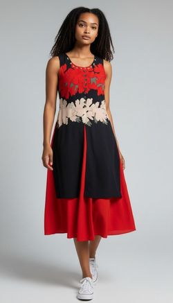 Floral Print Sleeveless Midi Dress