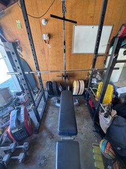 Home gym with weights and extra