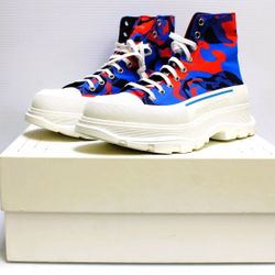 Alexander McQueen Tread Slick Camo Red/Blue Boots Men's Size 44/US 11
