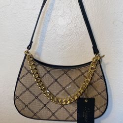 Crossi Brown Handbag With Gold Chain
