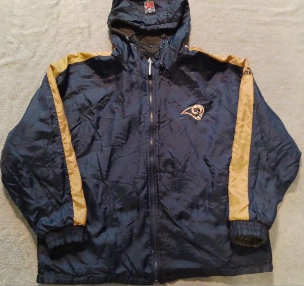 Men's Size Xlarge Reversible Coat Jacket Los Angles Rams Hood Stafford Corum Kupp
