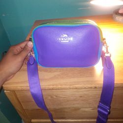 Coach Mini Jamie Camera Bag Purple And Blue Colorblock