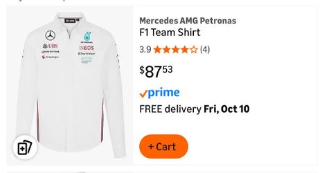 New F1 Team Shirt-  Mercedes AMG Petronas F1 Team Shirt - Size XXL only