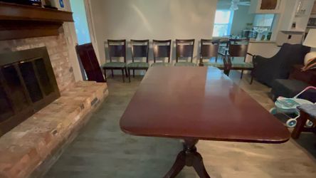 Dining room table with six chairs