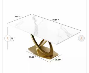 70.87 in. White Sintered Stone Tabletop with Gold
