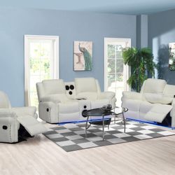 New LED Recliner Sofa And Loveseat 2 Pc Set 4 Colors Available 