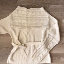 NEW Madewell Women Cream White Braid Details Belt Knit Sweater