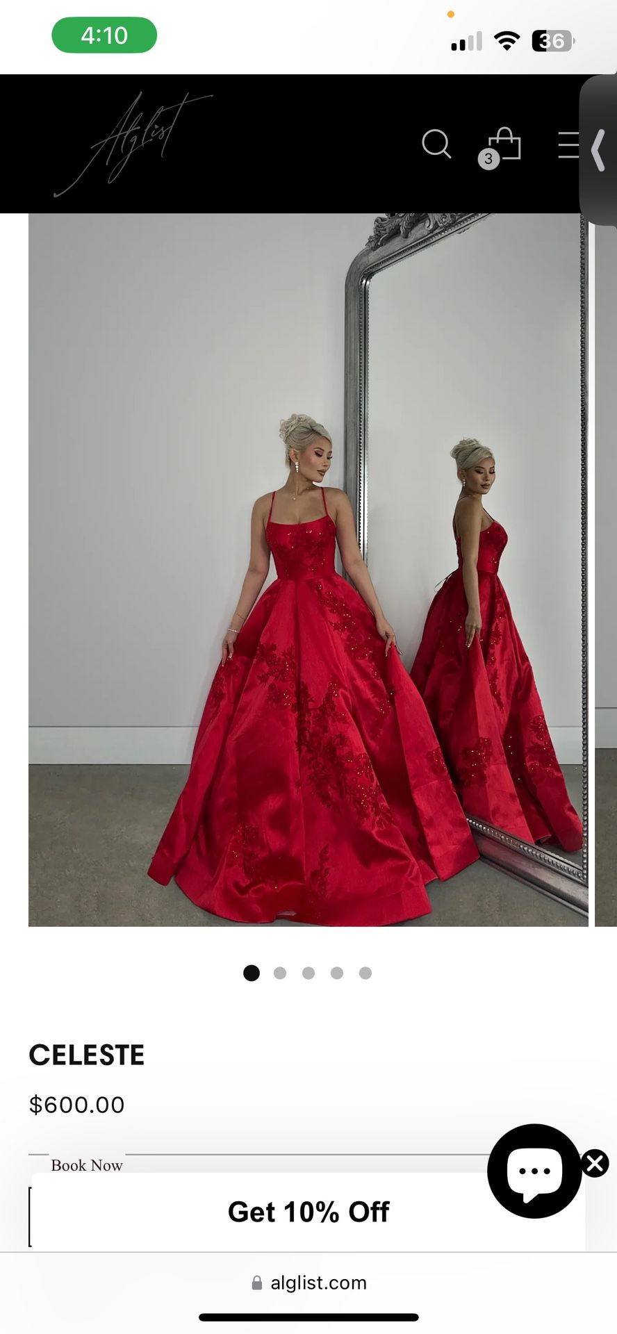 Celeste Red Alglist Prom Ball Gown