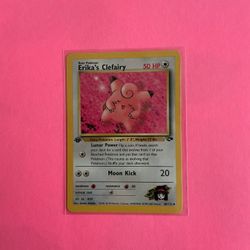 1st Edition Erika’s Clefairy 40/132 Pokemon Card from Gym Challenge Set