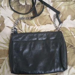 Black Leather Purse 6" High By 9" Across, NAME BRAND