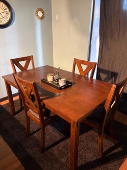 Dining table 4 chairs and bench