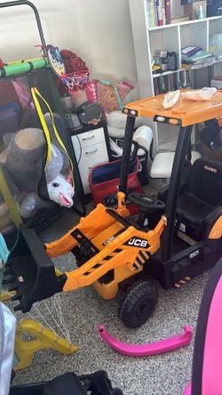 First Ride On JCB 12V Ride on Excavator for Kids with Remote Control, 3-in-1 Excavator, Bulldozer & Backhoe Ride on Toy, Kids Electric Construction Ca