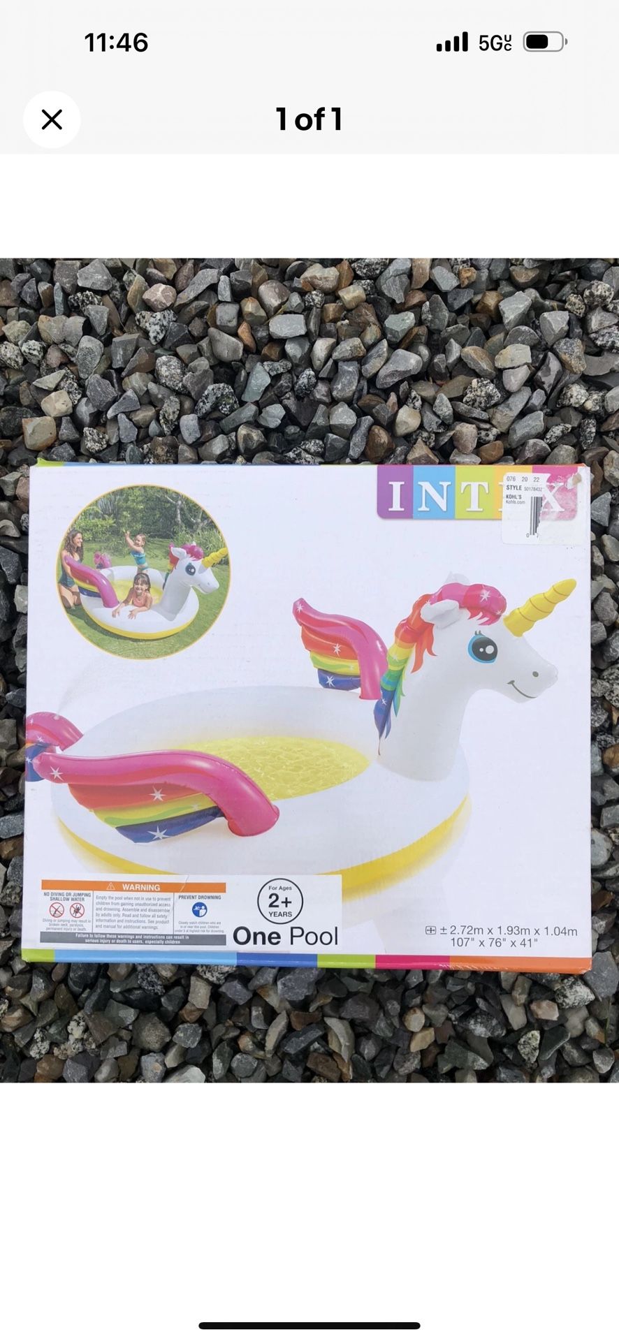 🔥 Intex Mystic Unicorn Inflatable Baby Spray Swimming Pool Family Fun - NEW! 🔥