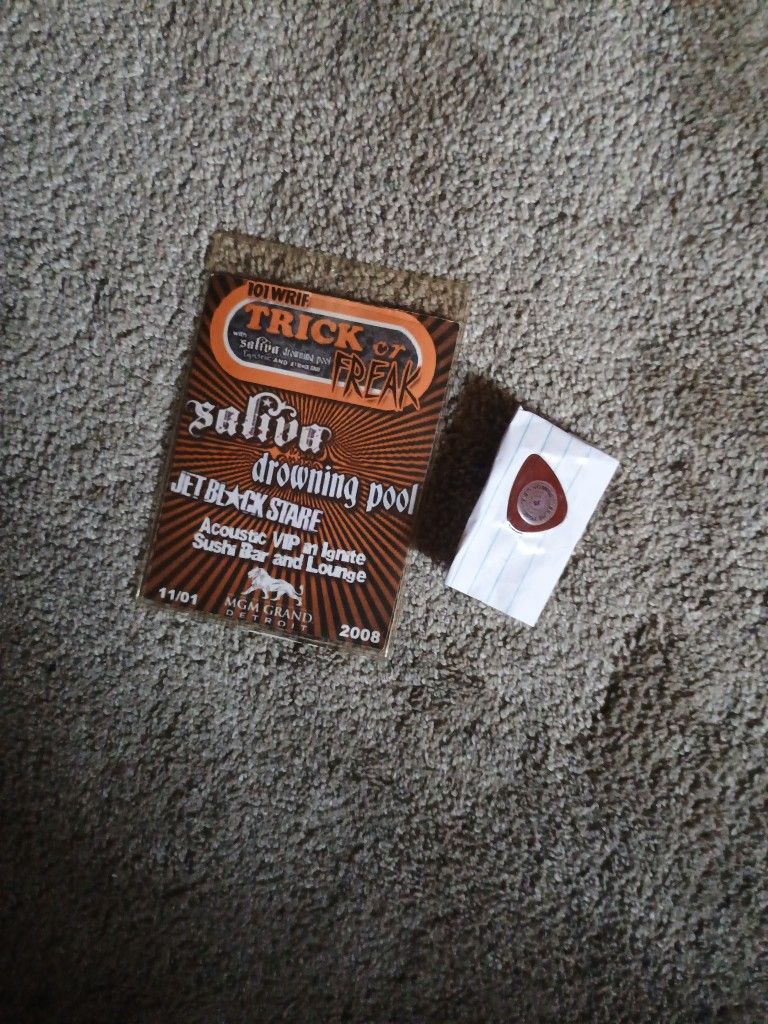 Drowning Pool Autographed And Guitar Pick