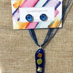 Blue Necklace And Earrings Set, Artisan Boutique Gift Idea , New