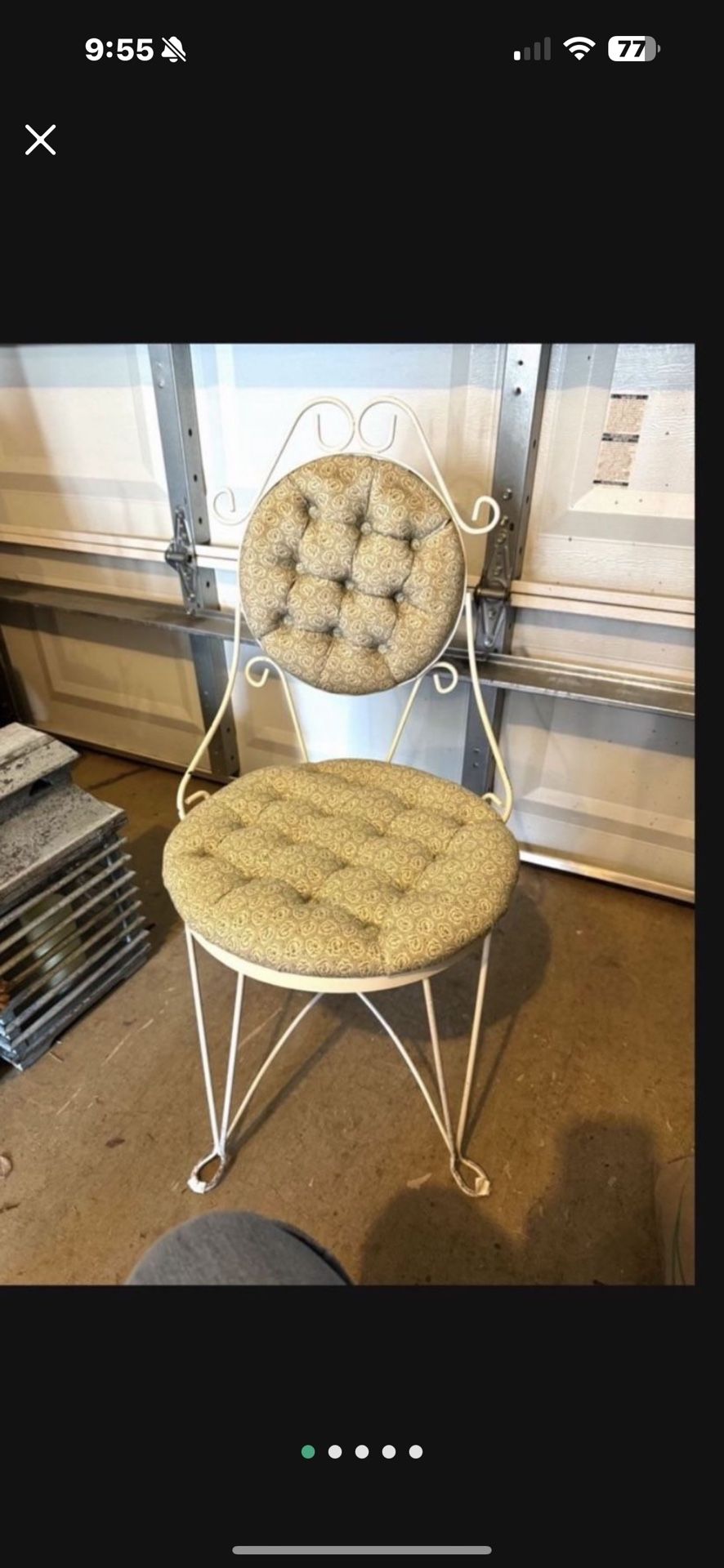 Pending Beautiful Excellent Condition Vintage Vanity Chair MCM Wrought Iron Hollywood Regency Floral Tufted