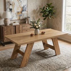 #644 -71×31.5Inches Light Wood Grain Mdf Splicing Rectangular Dining Table