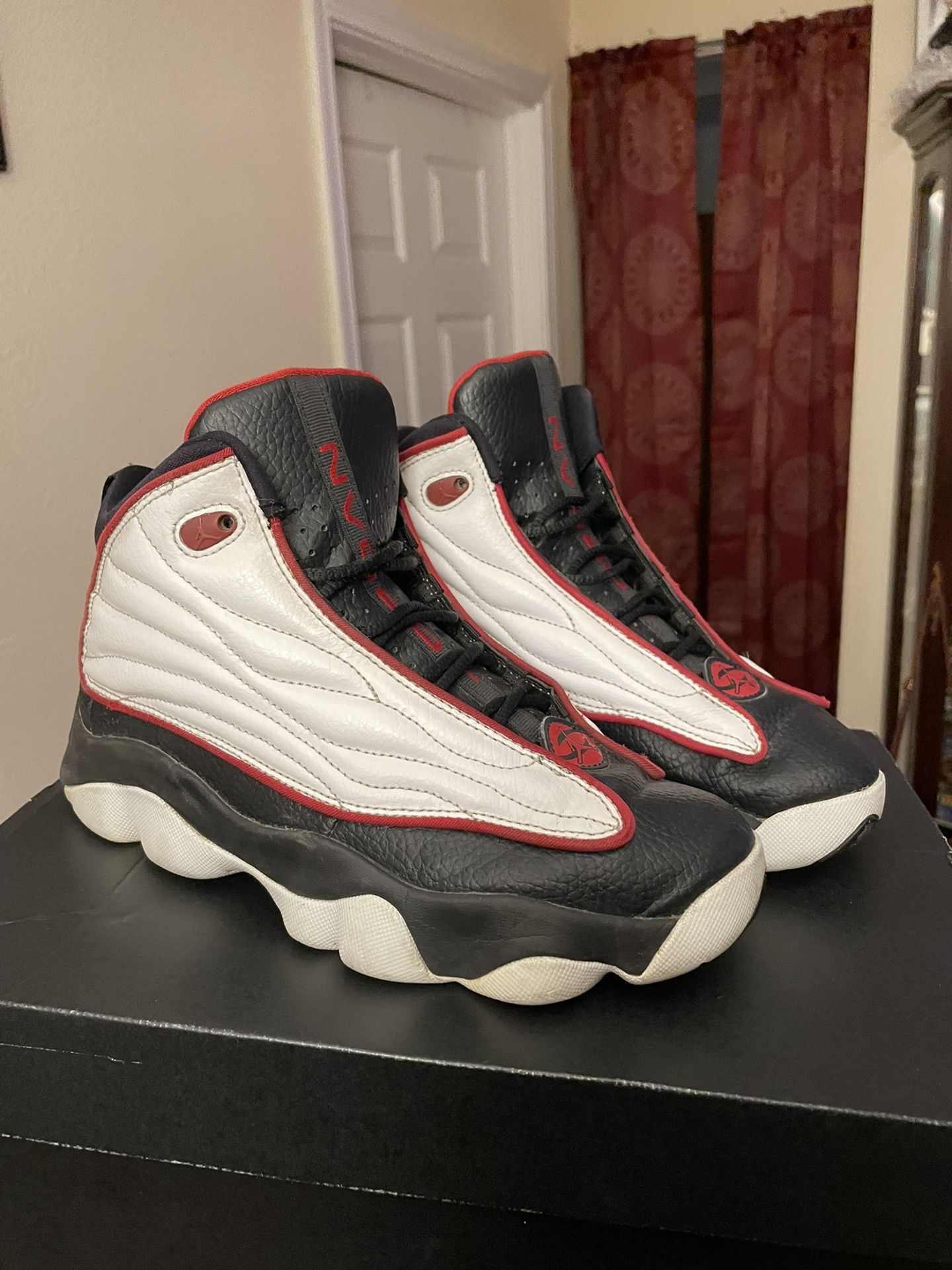 Black/ Varsity Red White Jordan Pro Strong Size