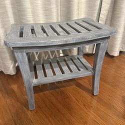 Redmon 20'' x 13.5'' x 17.5'' Contemporary Teak Wooden Bench, Weathered Gray