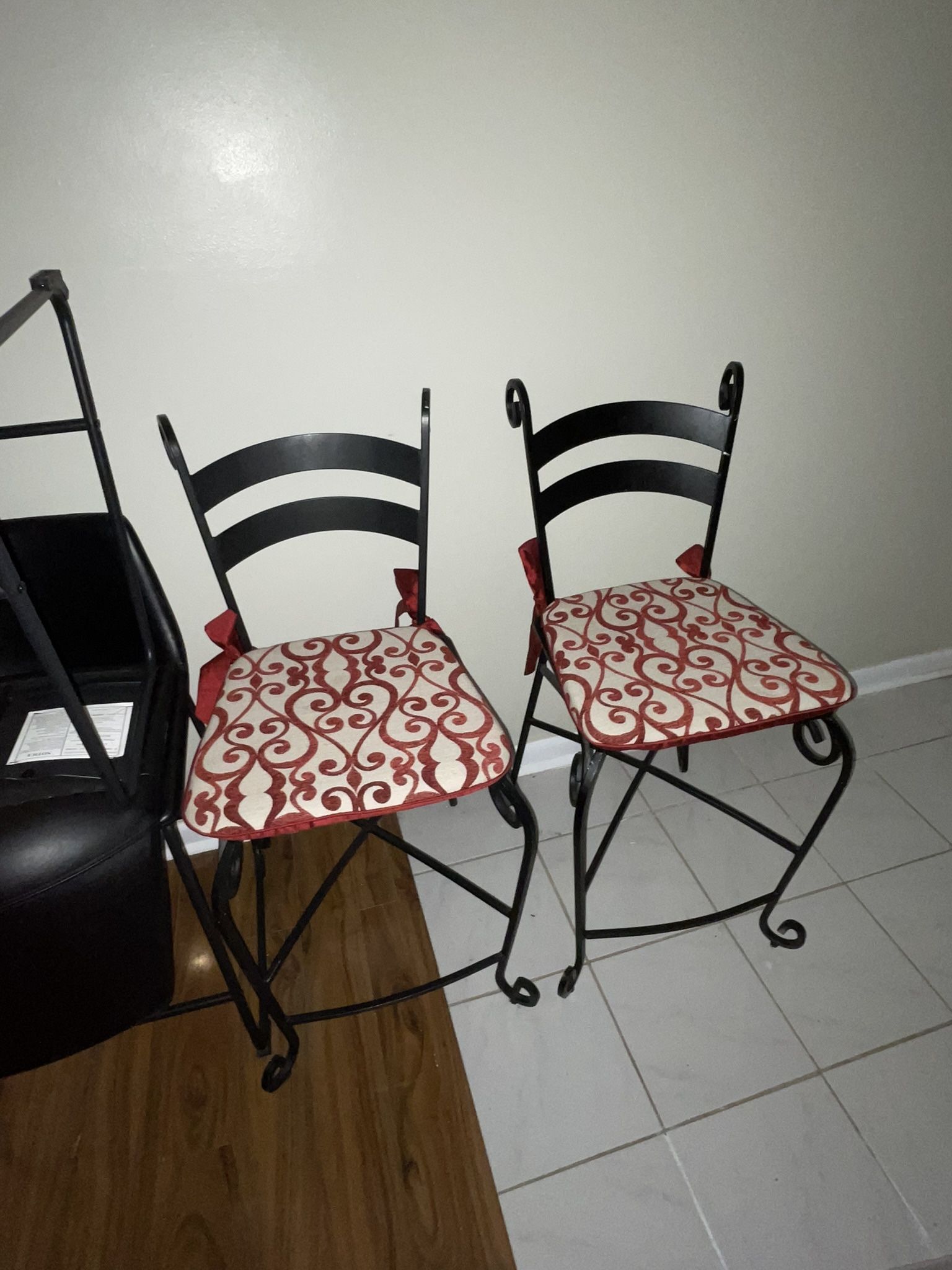 Wrought Iron Counter Height Barstools/cushions 