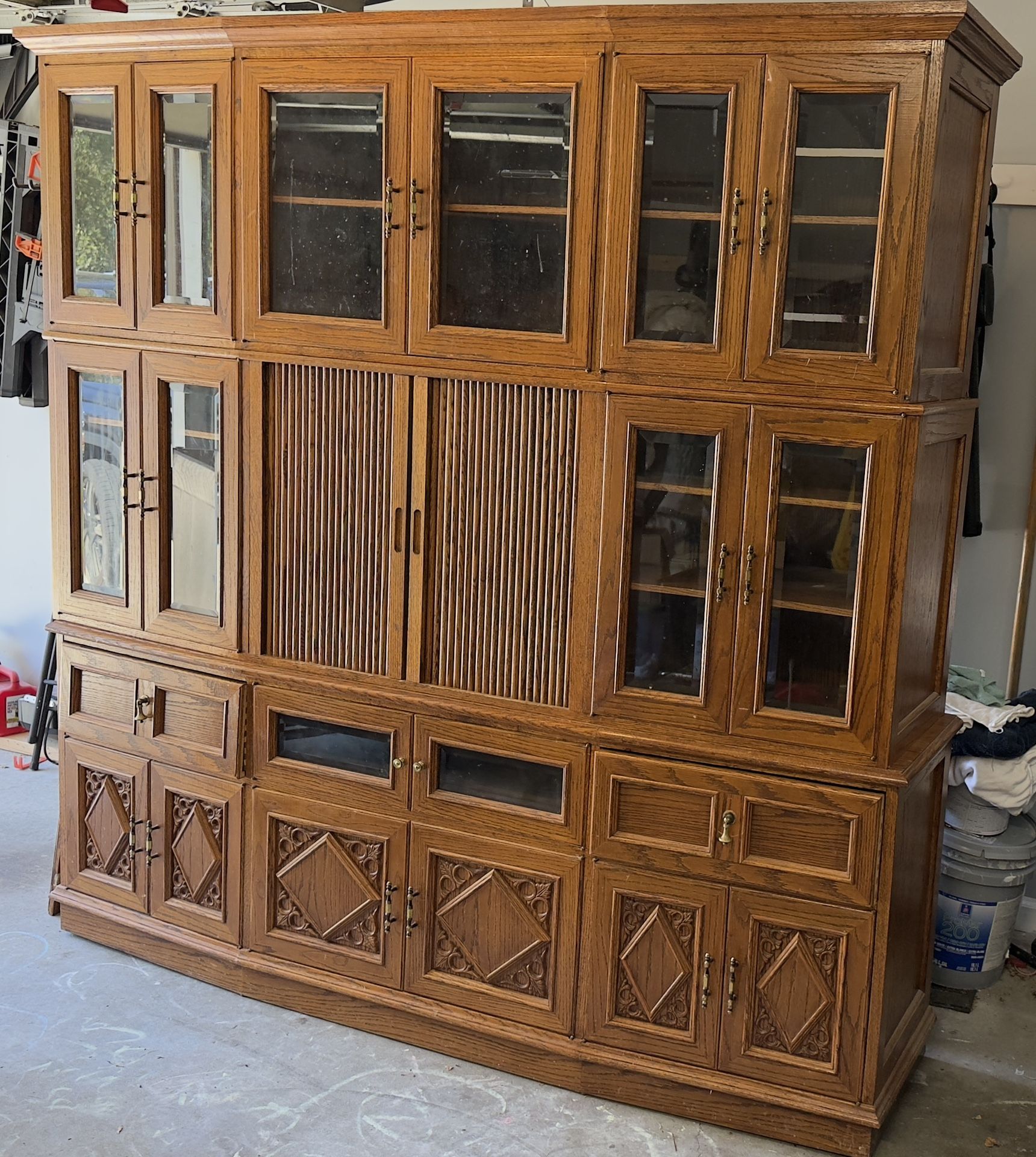 Solid Oak Wall Unit β Imported from Okinawa, Japan