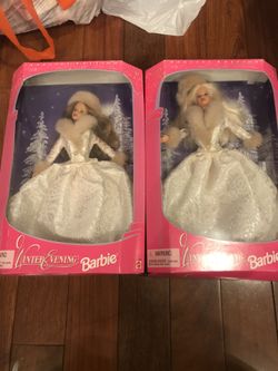 Winter Evening Barbie - blonde and brunette 1998