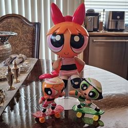 The PowerPuff Girls Cartoon Network TrendMasters 12" Blossom & Buttercup 3 Piece Bundle / Ben 10 / Dexter's Laboratory / Courage / Collectible / Toy
