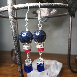 Fourth Of July Hot Air Balloon Dangle Earrings
