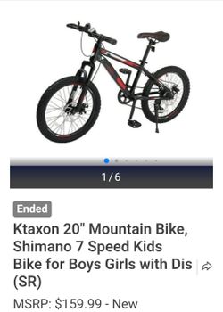 Ktaxon 20" Mountain Bike, 7 Speed Bike with Disc Brakes, Black