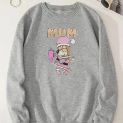 Mom Bluey embroidered crew neck sweater  