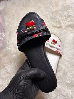 Cherry Print Slide Sandals