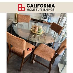 Modern Glass Top 5-Piece Dining Set