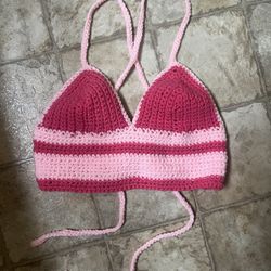 Pink Hand Made Crop Top Corset Back 