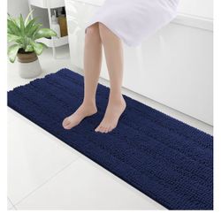 Grandaily Chenille Striped Bathroom Rugs 59x24, Extra Thick and Absorbent Bath Mats, Non-Slip Soft Plush Shaggy Shower Carpet, Machine Wash Dry, Bath 