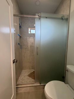 Frameless Sliding Glass Shower Door private glasses