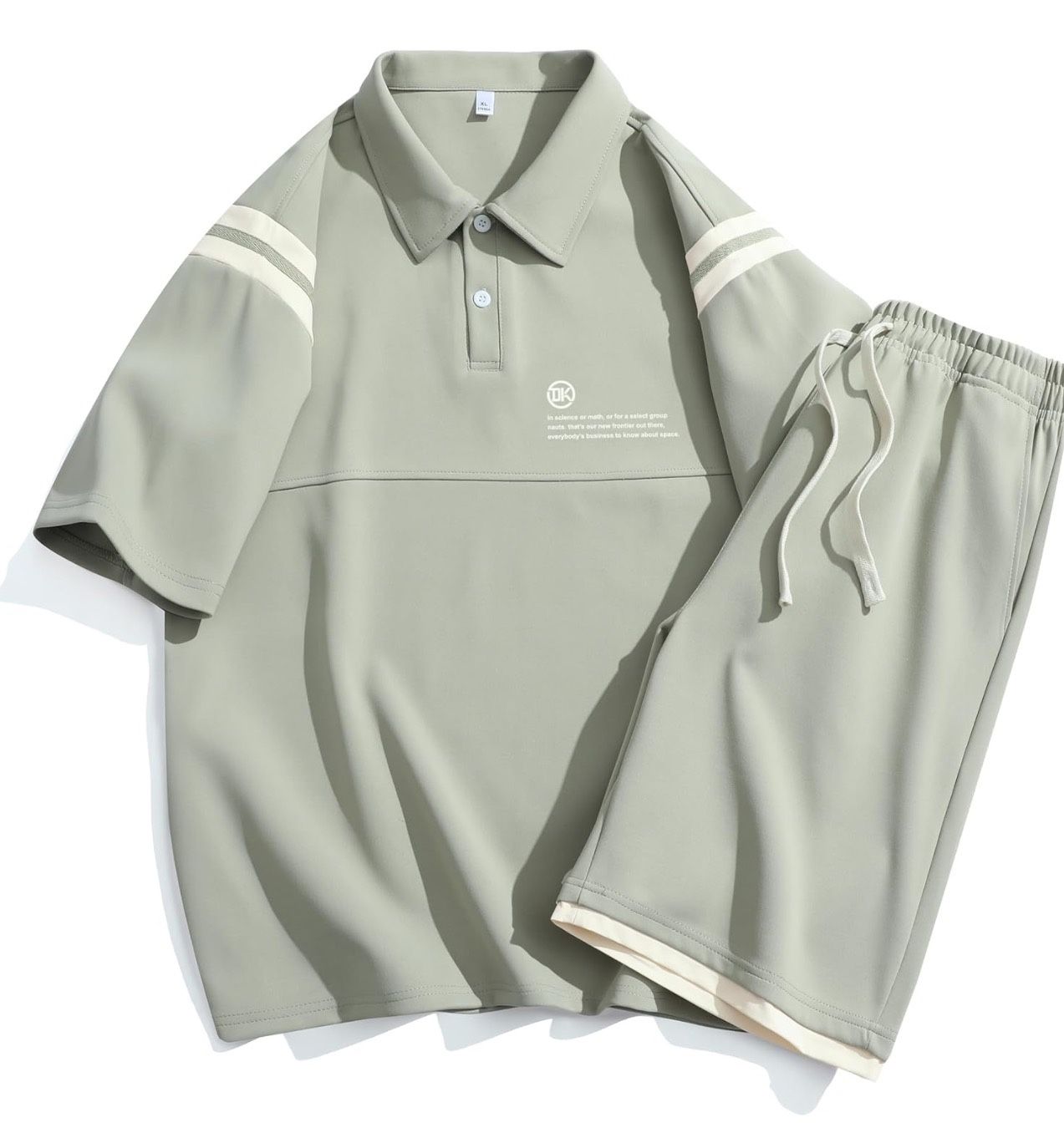 Xl size Men’s 2 Piece Polo Short Set Lightweight Quick Dry Matching Outfit Elastic Waist Shorts Summer Tracksuit