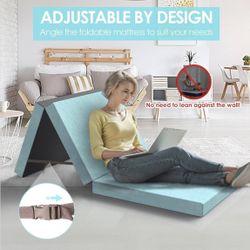 Memory Foam Camping Mattress, Foldable Car Camping Sleeping Pad Floor Guest Bed, Cot Mattress with Removable Waterproof Cover and Travel Bag (75"x30"x