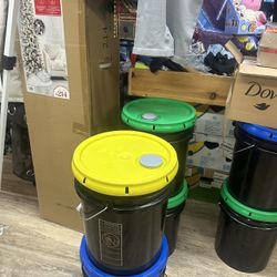 Bucket Of Laundry Detergent And Softener