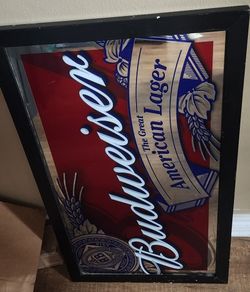 Budweiser Mancave/bar Mirror 35x18