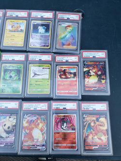 17 PSA Pokémon Cards. 13 are $80! Each firm. Vmax Charizard $250! Rayquaza $200! Dark Golbat $150! Go Charizard $150! All for $1500! Or Trade value $2