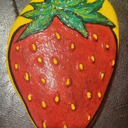 Hand Painted Strawberry ROCK
